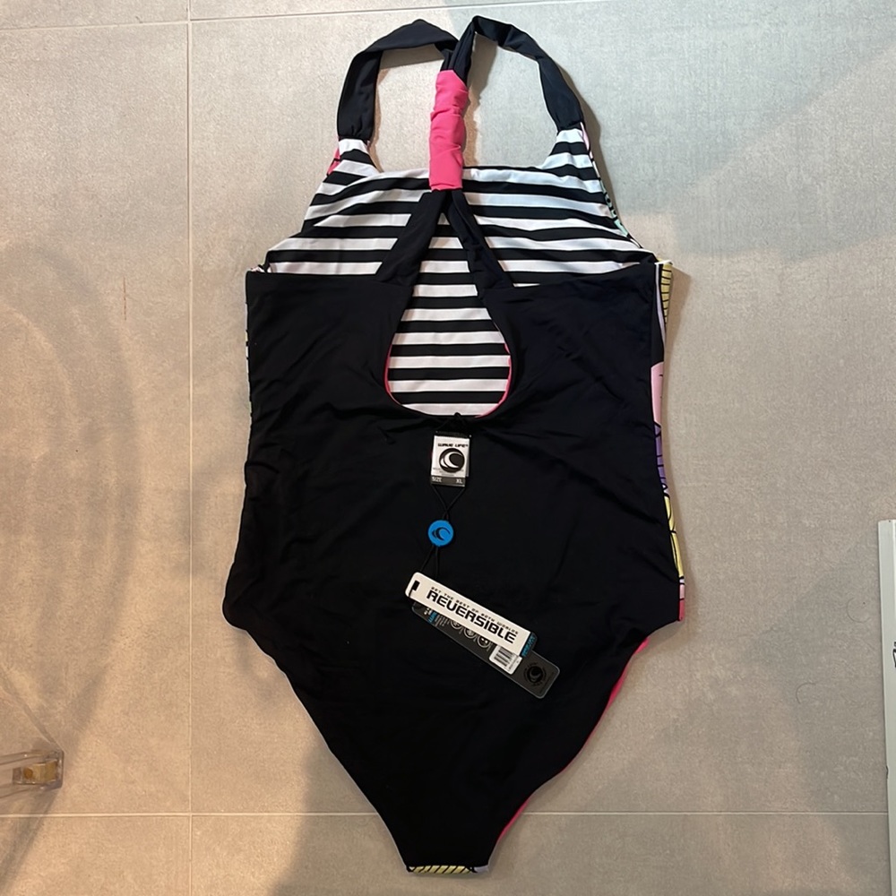 Wave life girls Paradise Garden reversible one piece swim floral and stripes